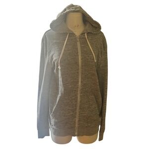 H&M Hooded Jacket Regular Fit Full Zip Gray Heathered Cotton Blend Women's Small